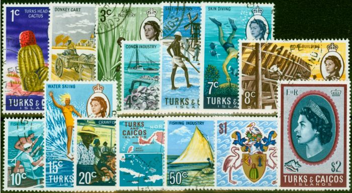 Old Postage Stamp from Turks & Caicos 1971 Set of 14 SG333-346 Very Fine Used