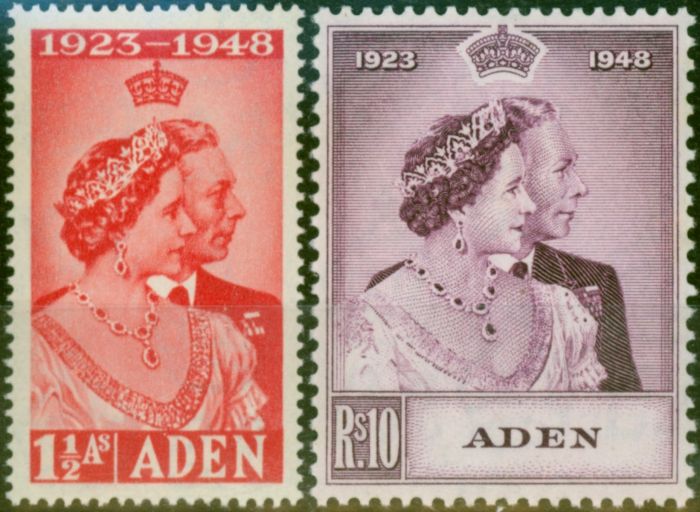 Aden 1949 RSW Set of 2 SG30-31 Good MM King George VI (1936-1952) Collectible Royal Silver Wedding Stamp Sets