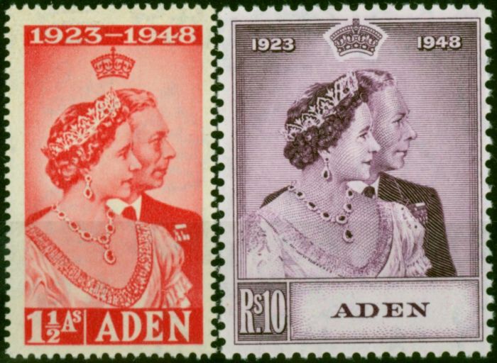 Aden 1949 RSW Set of 2 SG30-31 V.F MNH  King George VI (1936-1952) Old Royal Silver Wedding Stamp Sets