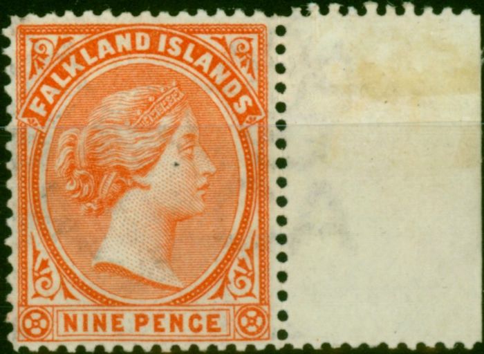 Collectible Postage Stamp Falkland Islands 1895 9d Pale Reddish Orange SG35 Fine & Fresh LMM