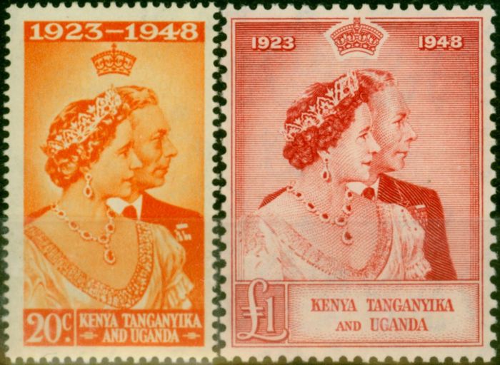 KUT 1948 RSW Set of 2 SG157-158 Fine & Fresh MM  King George VI (1936-1952) Old Royal Silver Wedding Stamp Sets