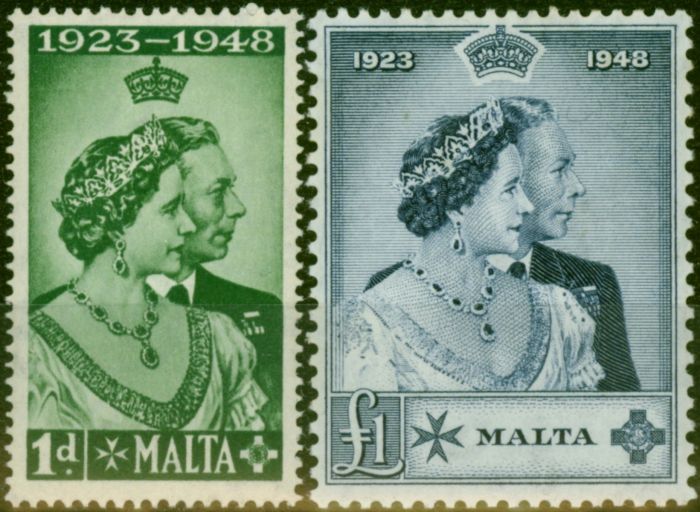 Malta 1949 RSW Set of 2 SG249-250 Fine MM King George VI (1936-1952) Collectible Royal Silver Wedding Stamp Sets