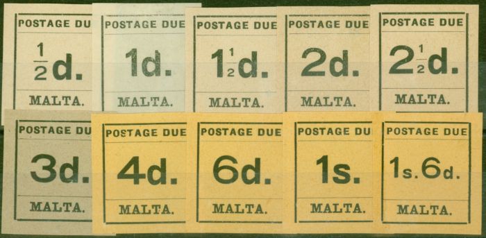 Collectible Postage Stamp from Malta 1925 P.Due set of 10 SGD1-D10 Fine Lightly Mtd Mint