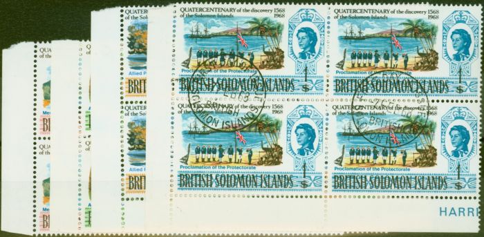 Collectible Postage Stamp from Solomon Is 1968 Quatercentenary set of 4 SG162-165 in Superb Used Blocks of 4