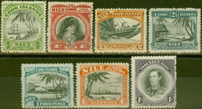 Rare Postage Stamp from Niue 1932-36 set of 7 SG62-68 Fine Mtd Mint