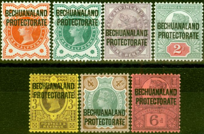 Collectible Postage Stamp from Bechuanaland 1897-1902 Set of 7 SG59-65 Fine & Fresh Lightly Mtd Mint