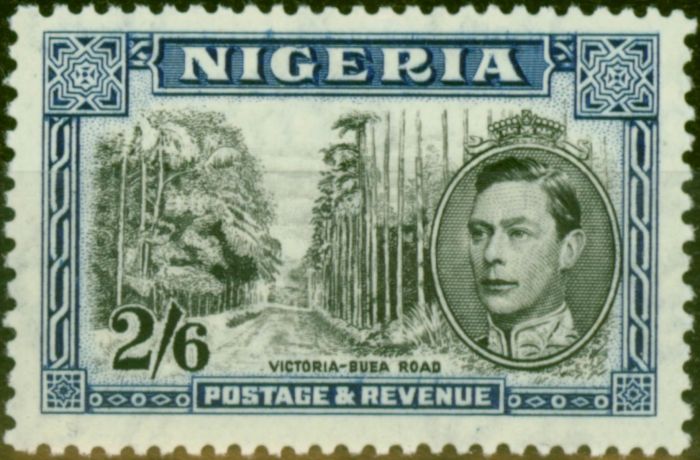 Rare Postage Stamp Nigeria 1938 2s6d Black & Blue SG58 P.13 x 11.5 Fine MM