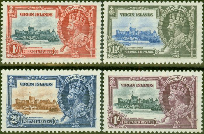 Rare Postage Stamp from Virgin Islands 1935 Jubilee set of 4 SG103-106 V.F Lightly Mtd Mint