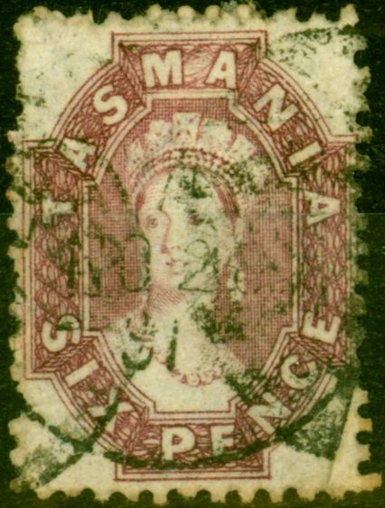 Collectible Postage Stamp from Tasmania 1864 6d Reddish Mauve SG89 Good Used