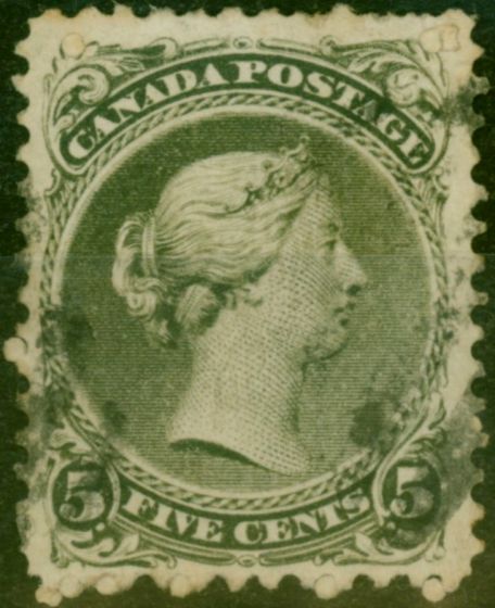 Valuable Postage Stamp Canada 1875 5C Olive-Green SG63 Good Used