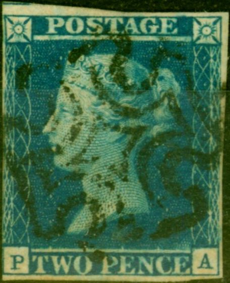 Rare Postage Stamp from GB 1841 2d Blue SG14e Black MX Fine Used