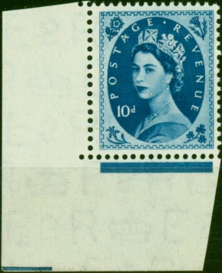 Rare Postage Stamp GB 1954 10d Prussian Blue SG527 V.F MNH