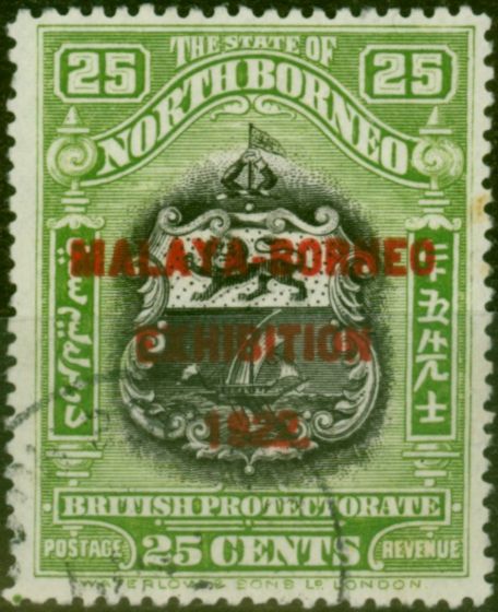 Rare Postage Stamp North Borneo 1922 25c Yellow-Green SG274 Fine Used