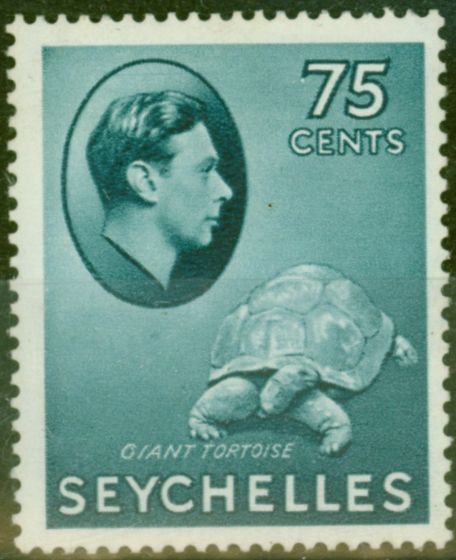Old Postage Stamp from Seychelles 1938 75c Slate-Blue SG145 Fine Very Lightly Mtd Mint