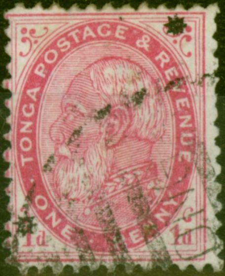 Old Postage Stamp Tonga 1891 1d Carmine SG7 Fine Used Stamp