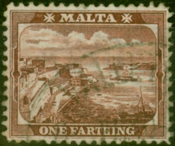 Collectible Postage Stamp Malta 1889 1/4d Brown SG31x Wmk Sideways Reversed Fine Used