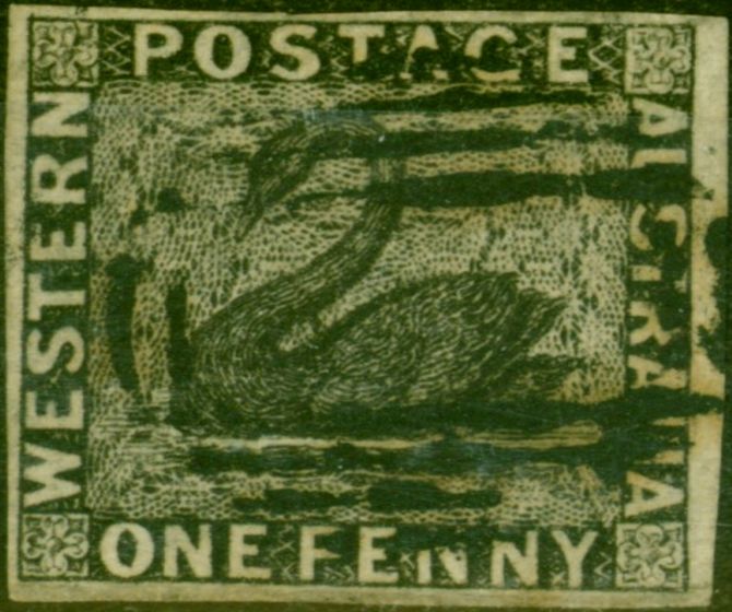 Collectible Postage Stamp from Western Australia 1854 1d Black SG1 Fine Used