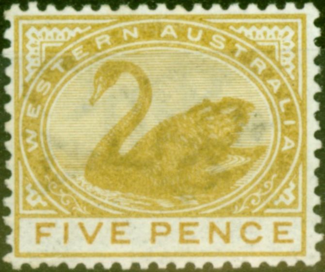 Rare Postage Stamp from Western Australia 1892 5d Bistre SG99 Fine MNH