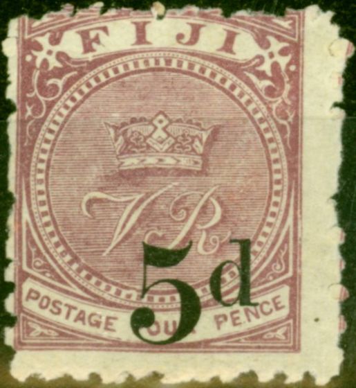Collectible Postage Stamp from Fiji 1892 5d on 4d Deep Purple SG73 Fine Mtd Mint
