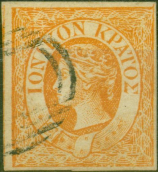 Old Postage Stamp from Ionian Islands 1859 1/2d Orange SG1 Fine Used Forgery