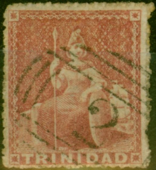 Rare Postage Stamp Trinidad 1861Rose-Red SG52 Fine Used