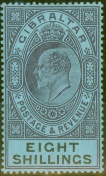 Collectible Postage Stamp from Gibraltar 1903 8s Dull Purple & Black-Blue SG54 Fine & Fresh Lightly Mtd Mint (18)
