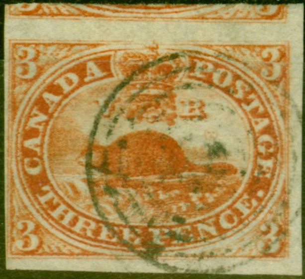Old Postage Stamp from Canada 1851 1d Red SG1 Fine Used Example of this early classic