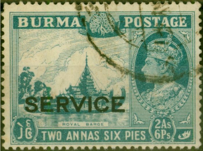 Burma 1946 2a6p Greenish Blue SG034 Fine Used  King George VI (1936-1952) Valuable Stamps