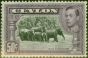 Rare Postage Stamp from Ceylon 1938 50c Black & Mauve SG394b P.13.5 Fine LMM