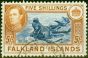 Collectible Postage Stamp from Falkland Islands 1938 10s Black & Orange-Brown SG162 V.F.U