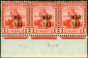Collectible Postage Stamp from Trinidad & Tobago 1917 1d Scarlet SG185 Var R Omitted & Large X in Fine MNH Strip of 3