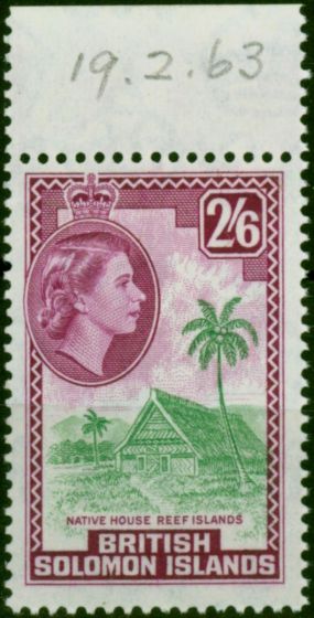 British Solomon Islands 1963 2s6d Emerald & Reddish Purple SG93a V.F MNH. Queen Elizabeth II (1952-2022) Mint Stamps