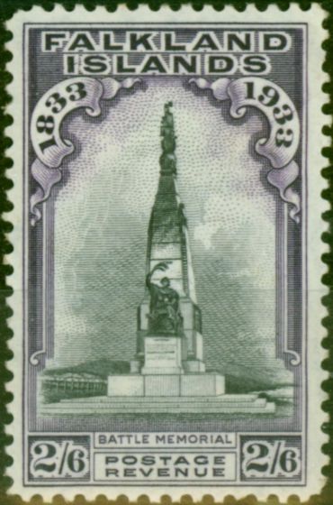 Old Postage Stamp Falkland Islands 1933 2s6d Black & Violet SG135 Fine LMM
