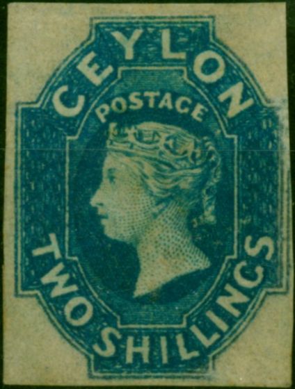 Ceylon 1859 2s Dull Blue SG12 Cleaned Fiscal Cancel Fresh Appearance  Queen Victoria (1840-1901) Rare Stamps