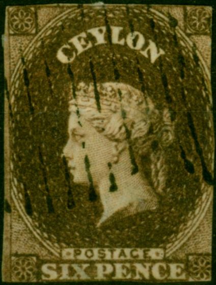 Ceylon 1859 6d Purple-Brown SG6 Good Used (2) Queen Victoria (1840-1901) Valuable Stamps