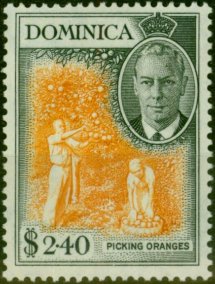 Valuable Postage Stamp Dominica 1951 $2.40 Orange & Black SG134 V.F VLMM