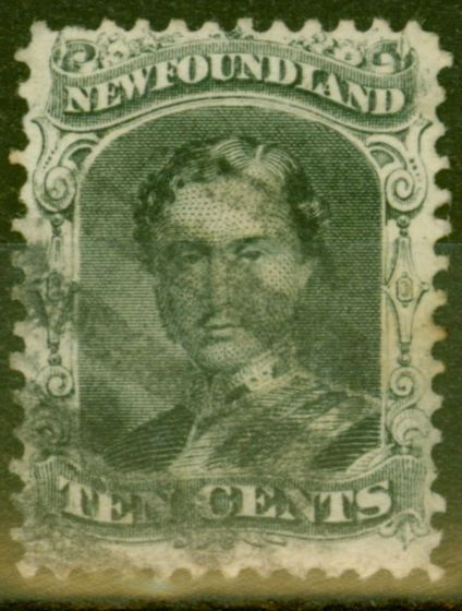 Old Postage Stamp from Newfoundland 1865 10c Black SG27 Fine Used