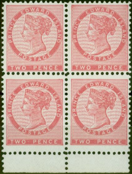 Rare Postage Stamp Prince Edward Island 1870 2d Rose-Pink SG28 V.F MNH Block of 4