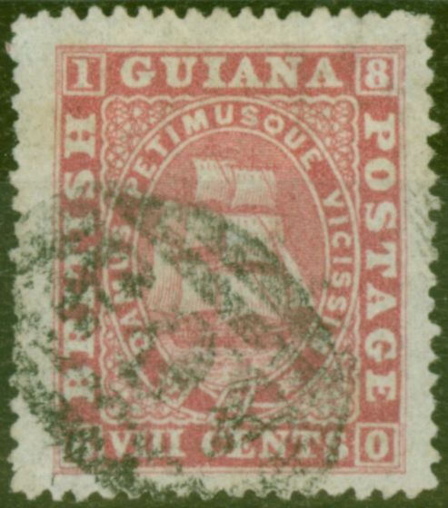 Collectible Postage Stamp from British Guiana 1876 8c Dp Rose SG112 P.15 Fine Used Ex-Fred Small