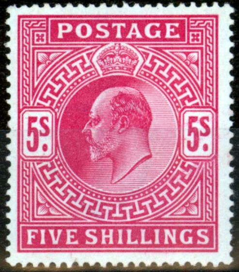 Valuable Postage Stamp from GB 1902 5s Brt Carmine SG263 Fine Lightly Mtd Mint