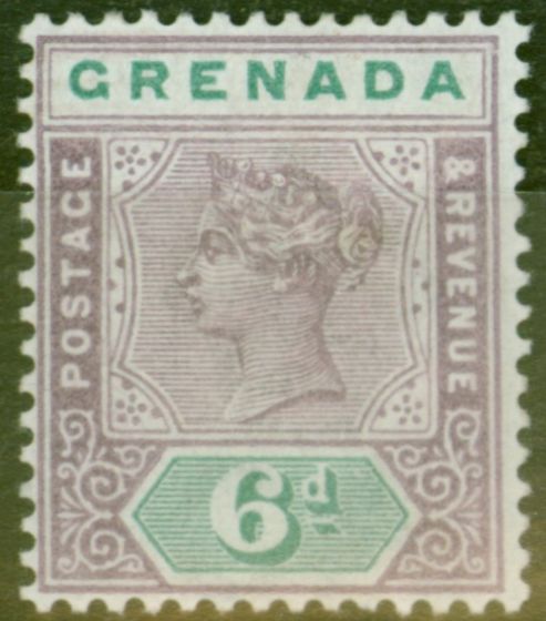 Valuable Postage Stamp from Grenada 1895 6d Mauve & Green SG53 Fine Lightly Mtd Mint
