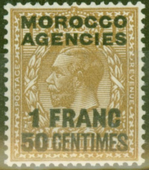 Rare Postage Stamp from Morocco Agencies 1934 1F50 Bistre-Brown SG211 V.F Lightly Mtd Mint