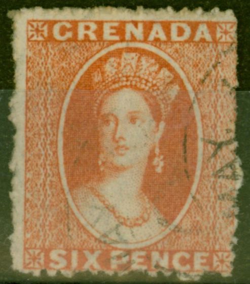 Valuable Postage Stamp from Grenada 1871 6d Vermilion SG9 V.F.U