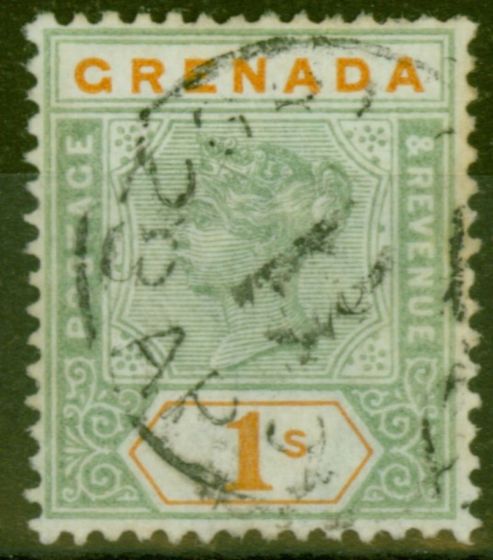 Collectible Postage Stamp from Grenada 1895 1s Green & Orange SG55 Good Used