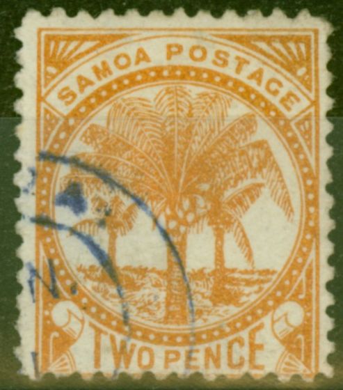 Rare Postage Stamp from Samoa 1886 2d Dull Orange SG23 Fine Used (3)