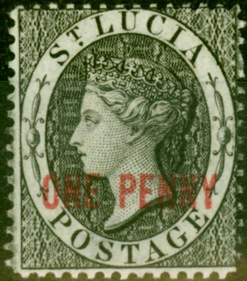 Rare Postage Stamp from St Lucia 1882 1d Black SG26 Fine & Fresh Mtd Mint
