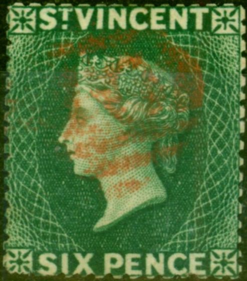 Collectible Postage Stamp from St Vincent 1875 6d Deep Blue-Green SG19a Fine Used