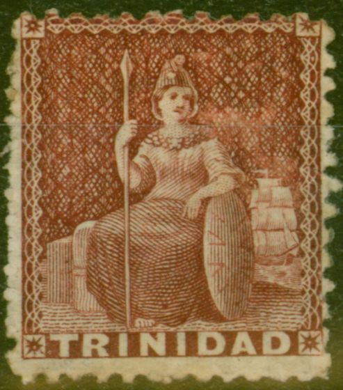 Valuable Postage Stamp from Trinidad 1863 (1d) Lake SG69a Wmk Sideways Good Mtd Mint