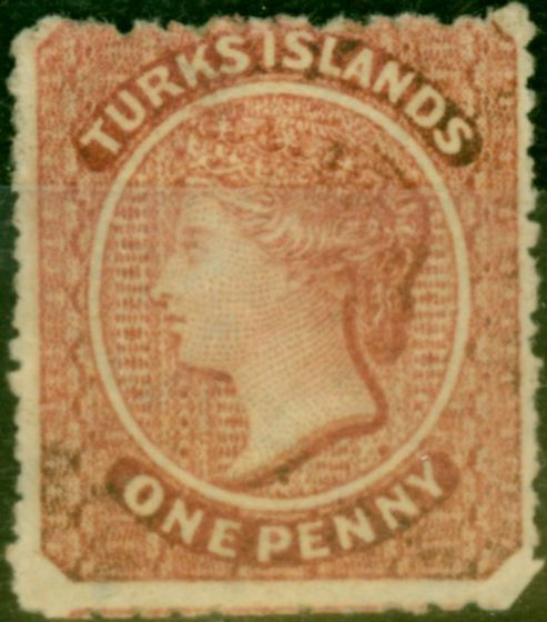 Valuable Postage Stamp from Turks Islands 1873 1d Dull Rose-Lake SG4 Fine Unused