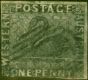 Old Postage Stamp from Western Australia 1854 1d Black SG1 Ave Used